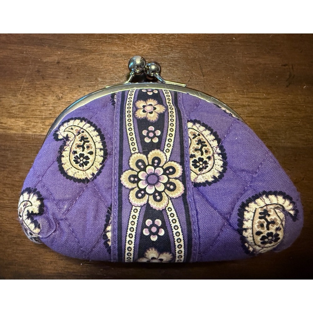 Vera Bradley Double Kiss Kisslock Coin Change Purse Simply Violet Pattern Ret'd